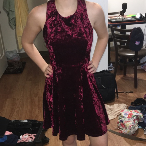 Red Velvet Cross Back Dress - Picture 1 of 2